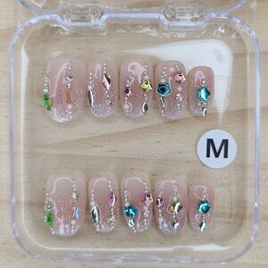 Gemstone Junk Press-on Nail Set DIY Easy & Reusable At Home Manicure